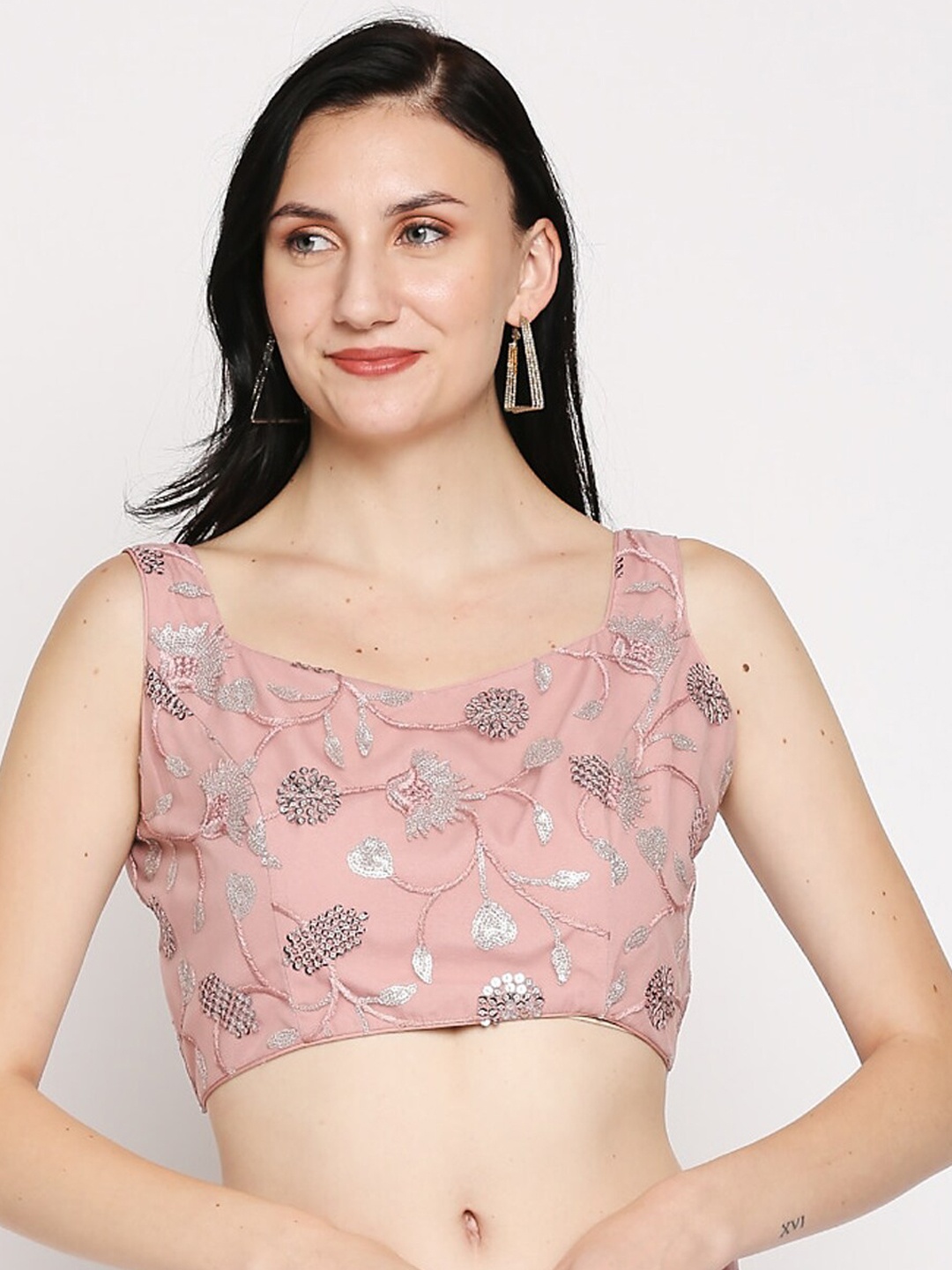 

Ira Soleil Women Pink Embellished Saree Blouse