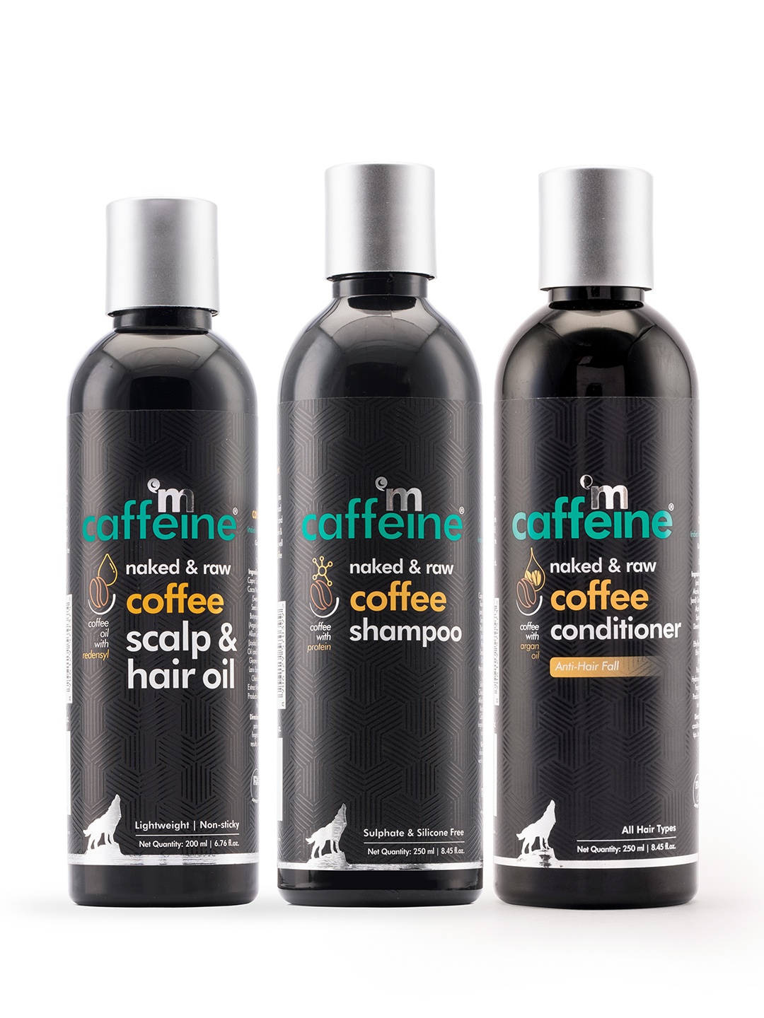 

MCaffeine Sustainable Coffee Hair Spa & Hair Fall Control Kit - Shampoo Conditioner & Hair Oil, Brown