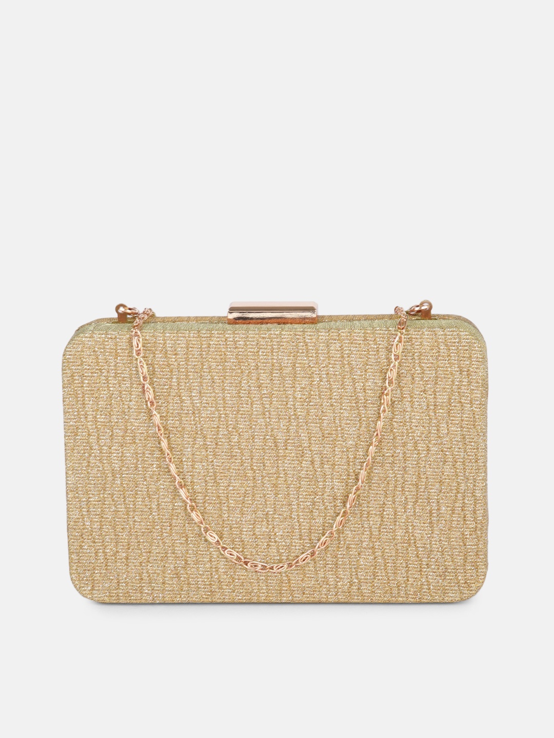 

DressBerry Gold-Toned Embellished Box Clutch with Chain Strap