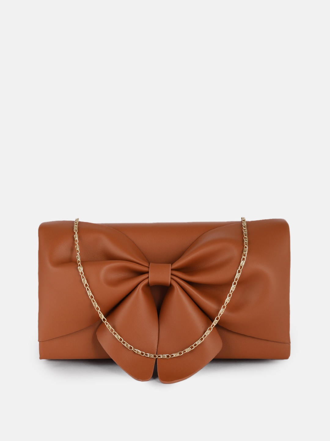 

DressBerry Tan Brown Bow Design Purse Clutch