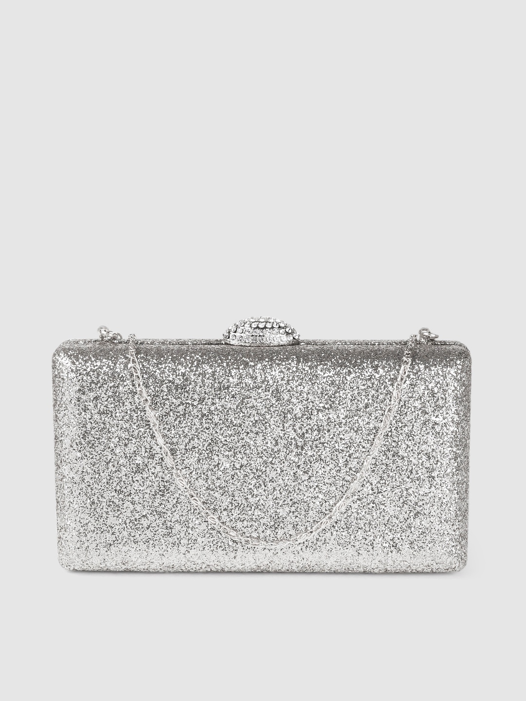 

Anouk Silver-Toned Shimmer Box Clutch