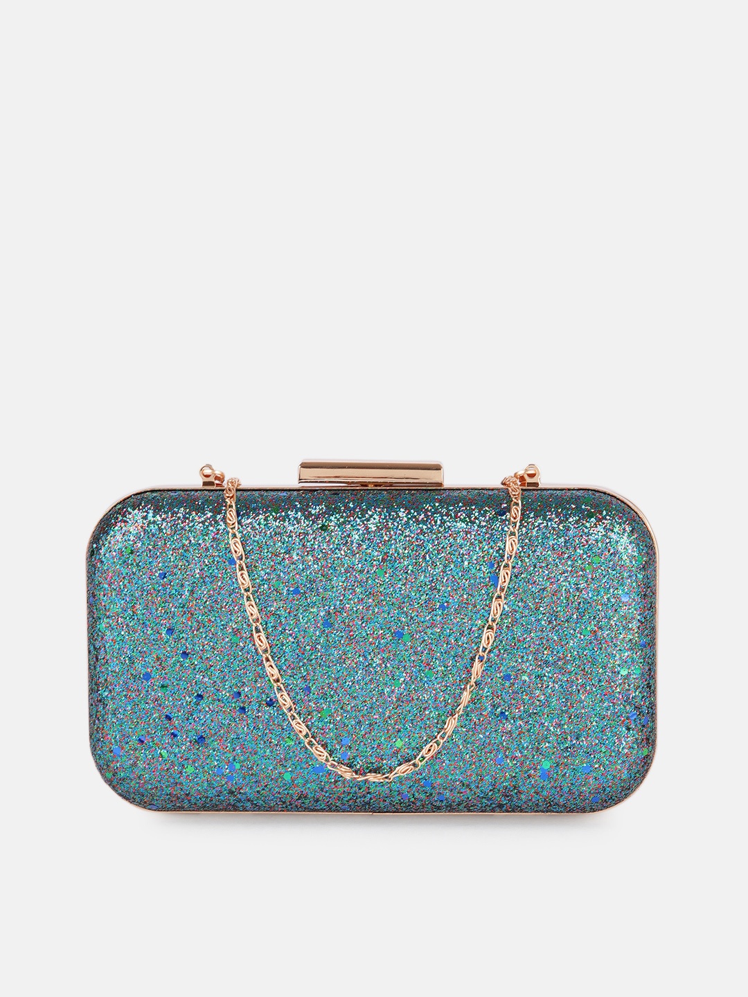 

DressBerry EMERAID Green Embellished Box Clutch