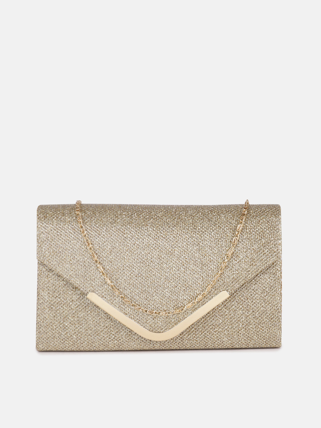 

DressBerry Women Muted Gold-Toned Solid Envelope Clutch