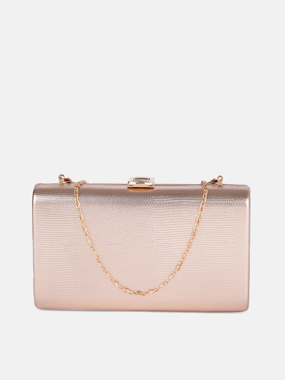 

DressBerry Women Pink Textured Box Clutch