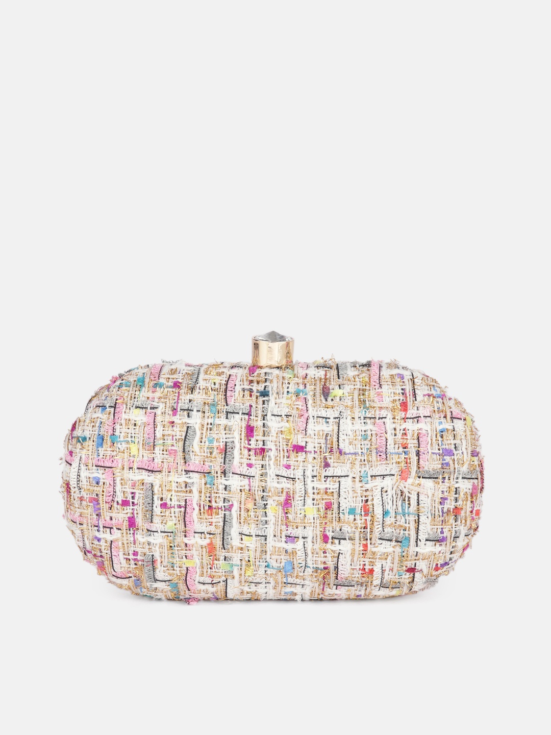 

DressBerry Multicoloured Textured Box Clutch, Multi