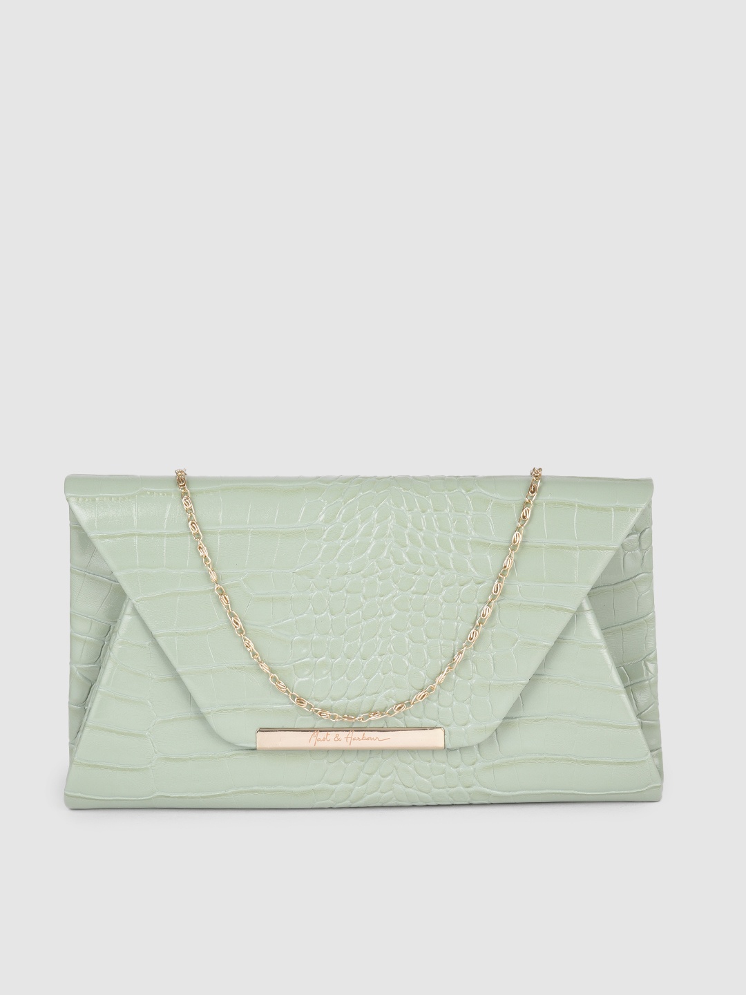 

Mast & Harbour Women Green Textured Envelope Clutch