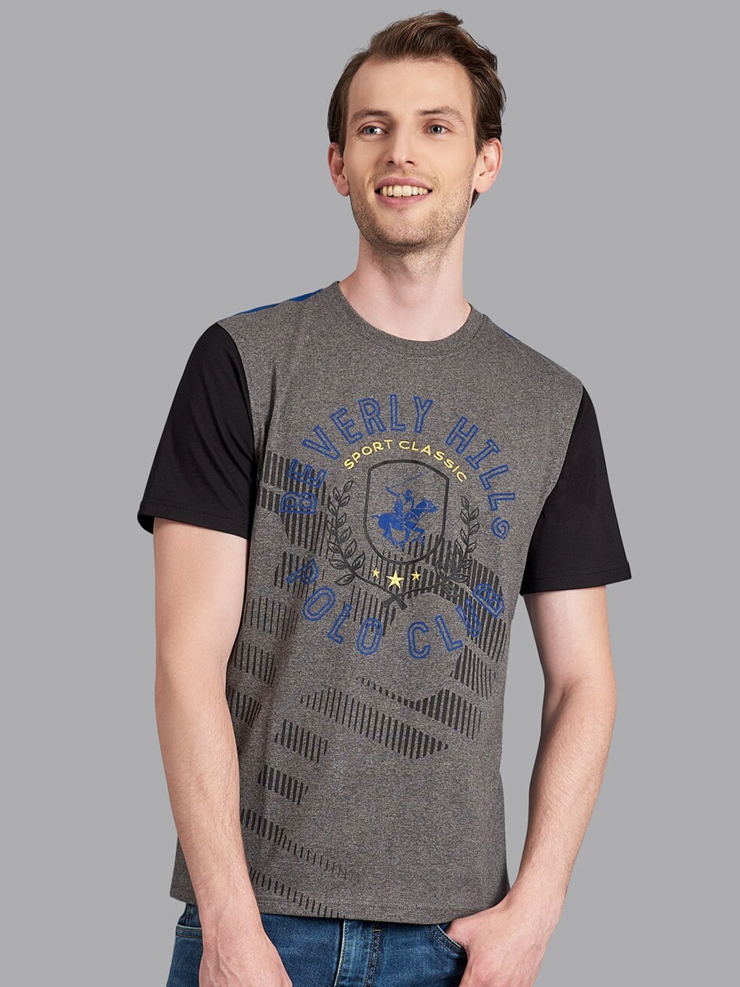

Beverly Hills Polo Club Men Black & Blue Printed T-shirt
