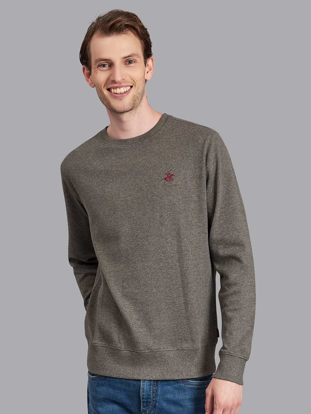 Beverly Hills Polo Club Men Grey Full Sleeves T-shirt