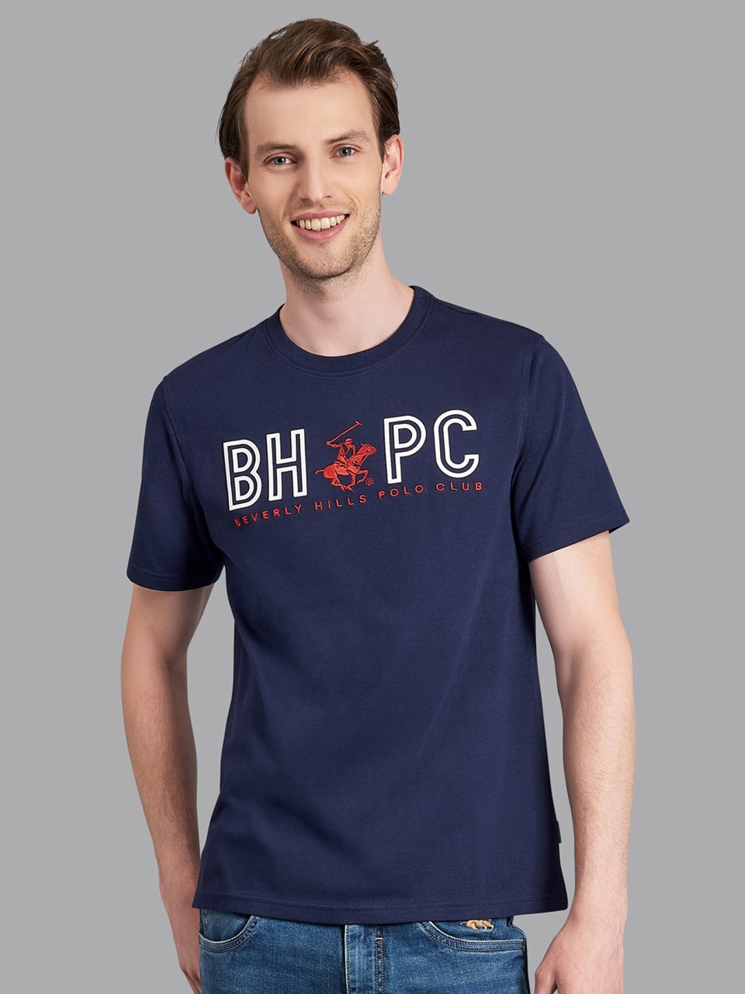 

Beverly Hills Polo Club Men Navy Blue Printed T-shirt