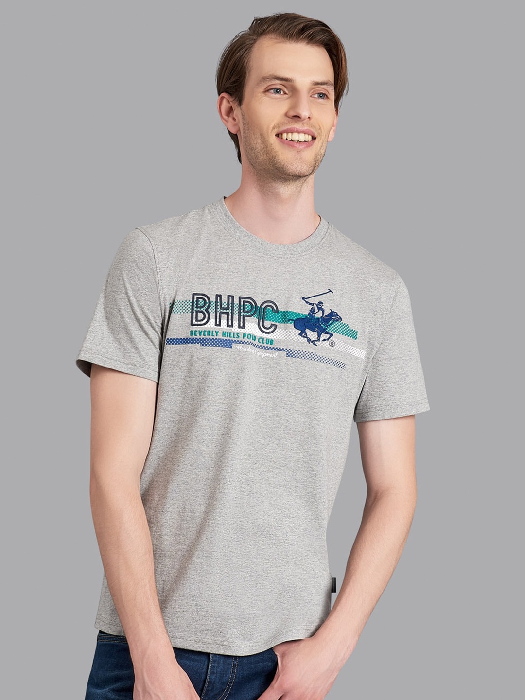 

Beverly Hills Polo Club Men Grey Typography Printed T-shirt