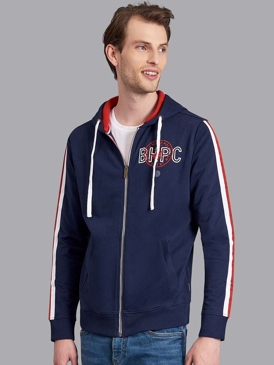 

Beverly Hills Polo Club Men Navy Blue Hooded Cotton Sweatshirt