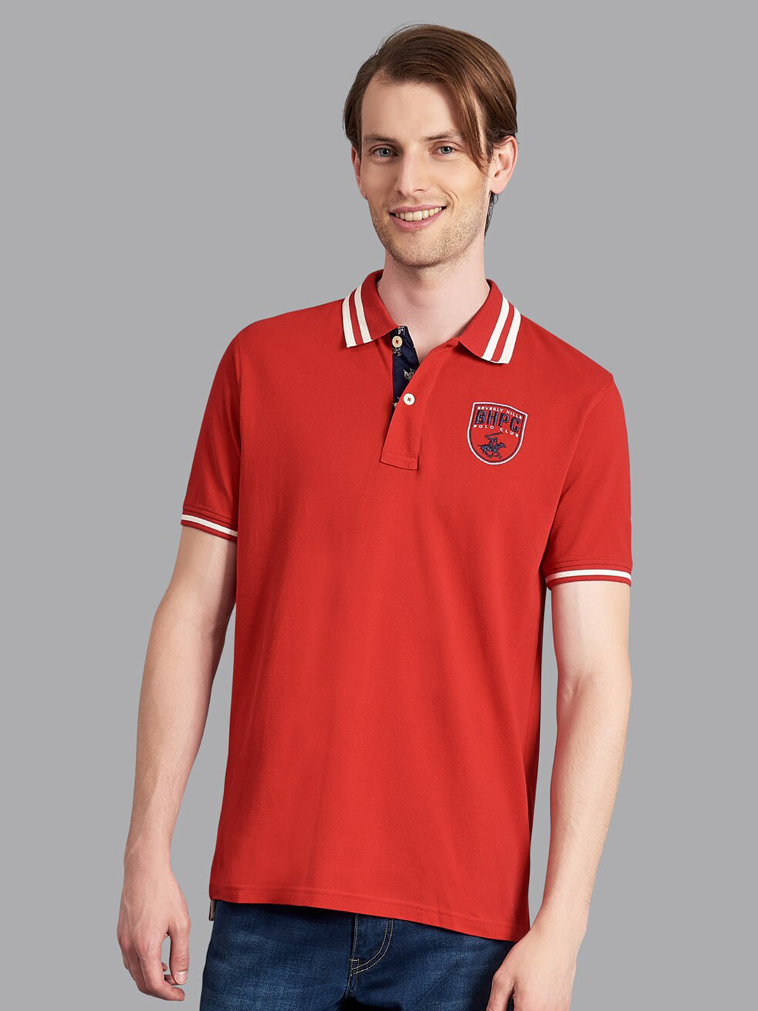 

Beverly Hills Polo Club Men Red Polo Solid Collar T-shirt