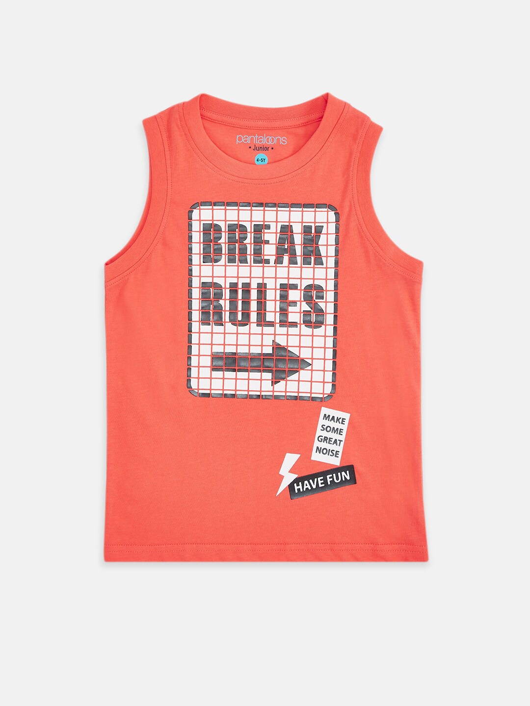 

Pantaloons Junior Boys Coral Typography Printed Pure Cotton T-shirt