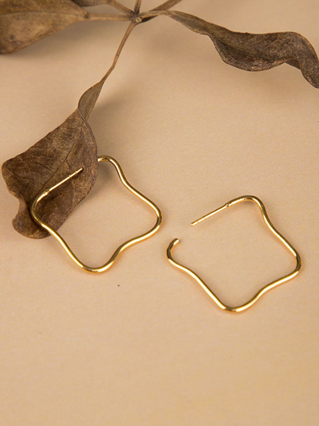 

Queen Be Gold Plated Gold-Toned Contemporary Hoop Earrings