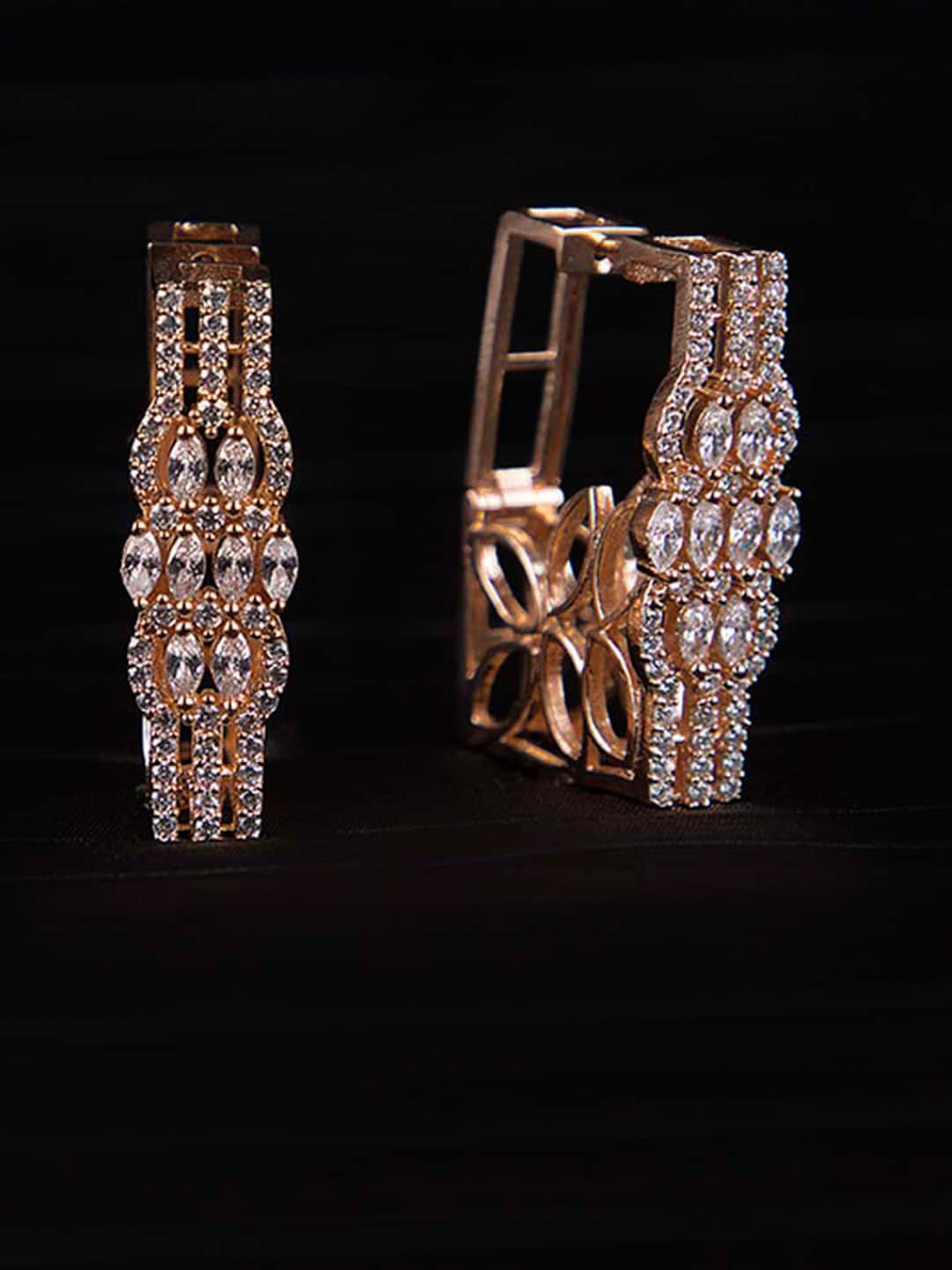 

Queen Be Rose-Gold Toned & Plated Geometric Handcrafted Drop Earrings