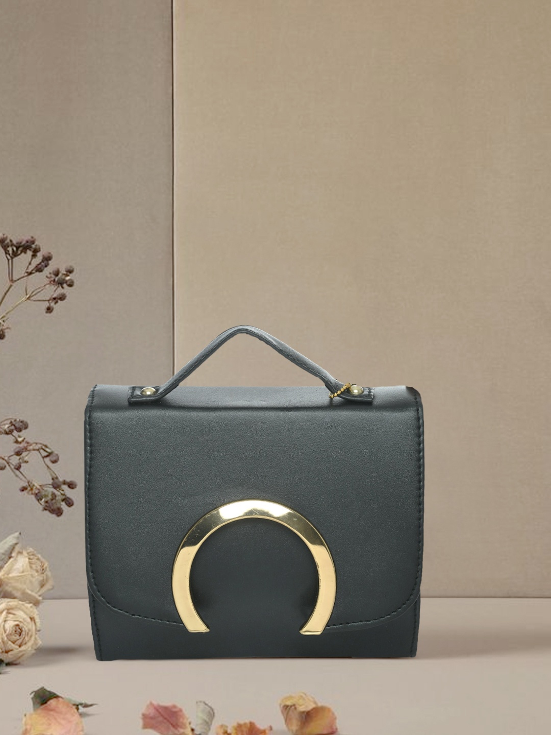 

Kastner Black Solid Structured Handheld Bag