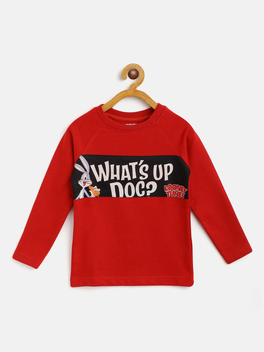 

Eteenz Boys Red & Black Looney Tunes Bugs Bunny Typography Print Pure Cotton T-shirt
