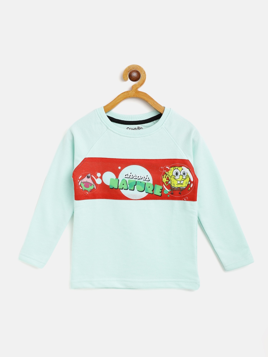 

Eteenz Boys Green & Red Spongebob Typography Print Pure Cotton T-shirt