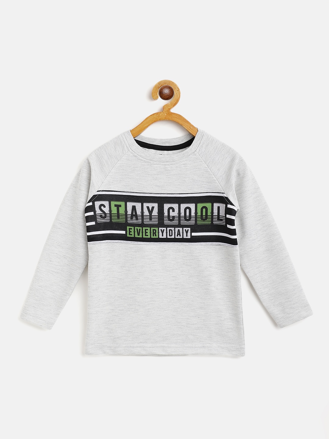 

Eteenz Boys Grey Melange & Black Typography Print Pure Cotton T-shirt