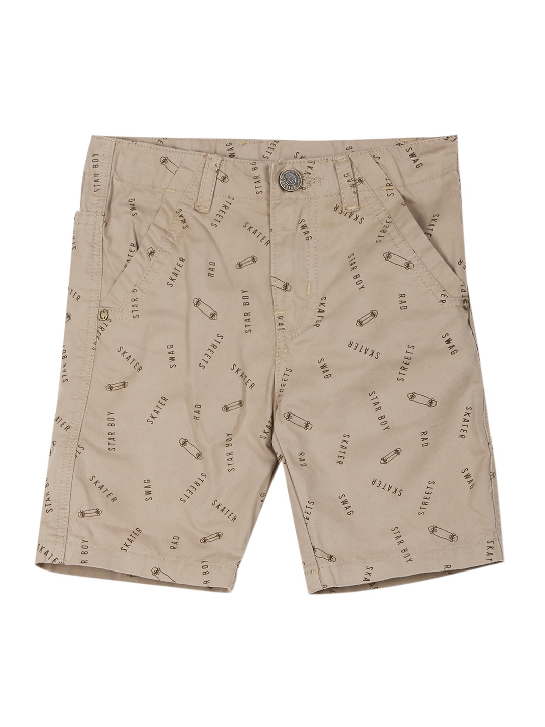 

Cherokee Boys Beige Typography Printed Regular Shorts