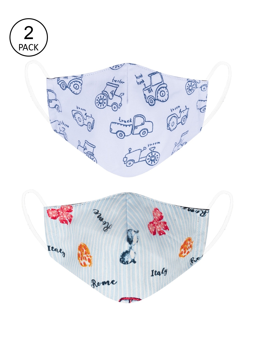 VEA Pack Of 2 Kids Soft Cotton 5 Layered 3-Ply Filtration Face Mask, Multi