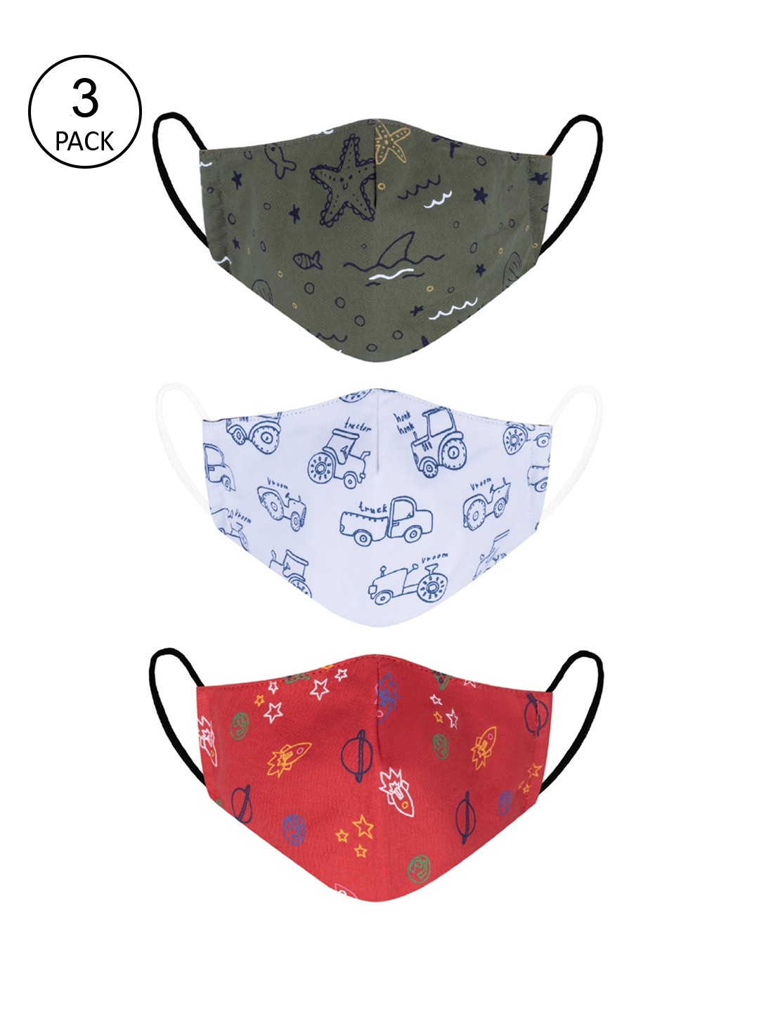 

VEA Kids Pack of 3 Soft Cotton 5 Layered Filtration Face Mask, Multi