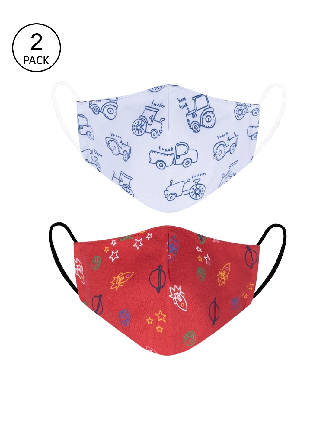 

VEA Pack of 2 Printed 3-Ply 5-Layered Reusable Outdoor Cloth Masks, Blue