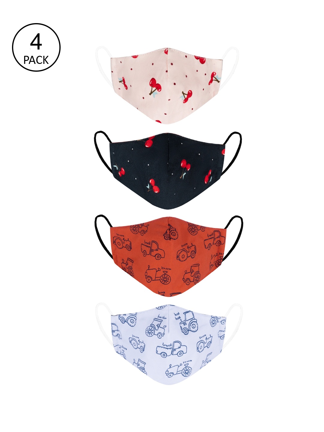 

VEA Pack Of 4 Kids Soft Cotton 5 Layered 3-Ply Filtration Face Mask, Multi