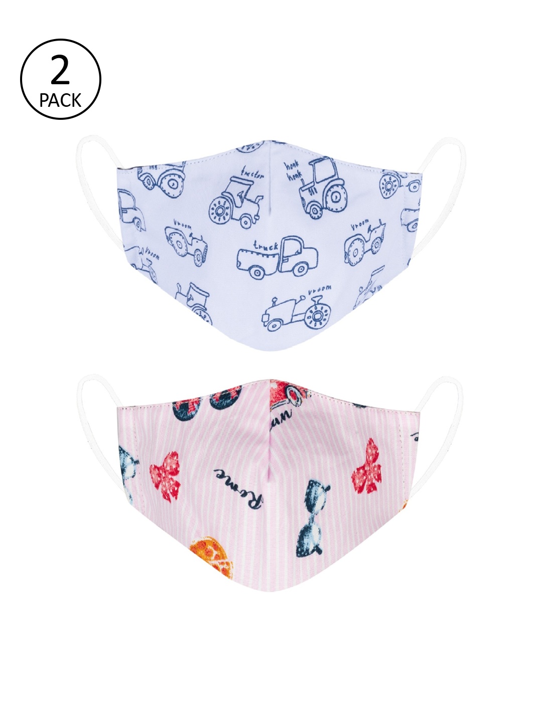 

VEA Pack of 2 Printed 3-Ply 5-Layered Reusable Outdoor Cloth Masks, Blue