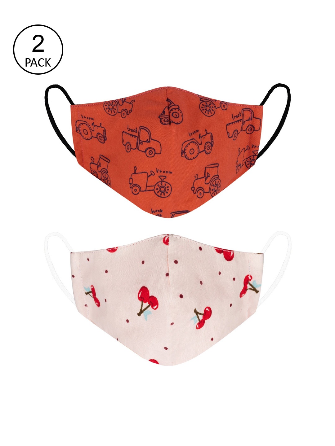 

VEA Pack of 2 Printed 3-Ply 5-Layered Reusable Outdoor Cloth Masks, Red