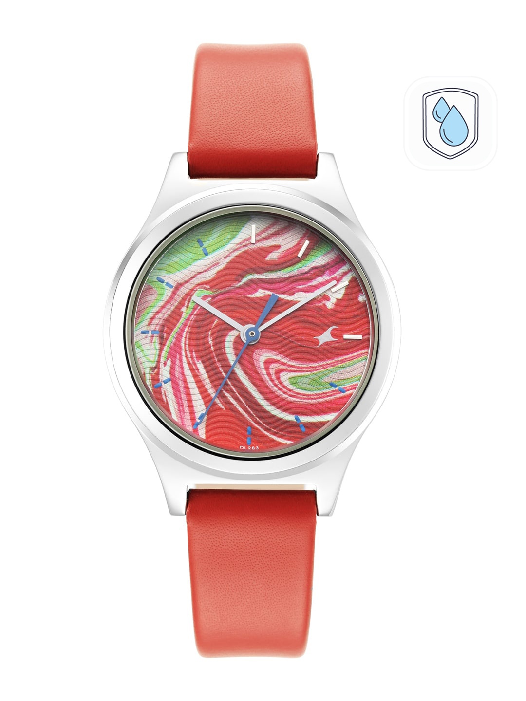 

Fastrack Women Multicoloured Brass Printed Dial & Red Leather Straps Analogue Watch 6152SL07