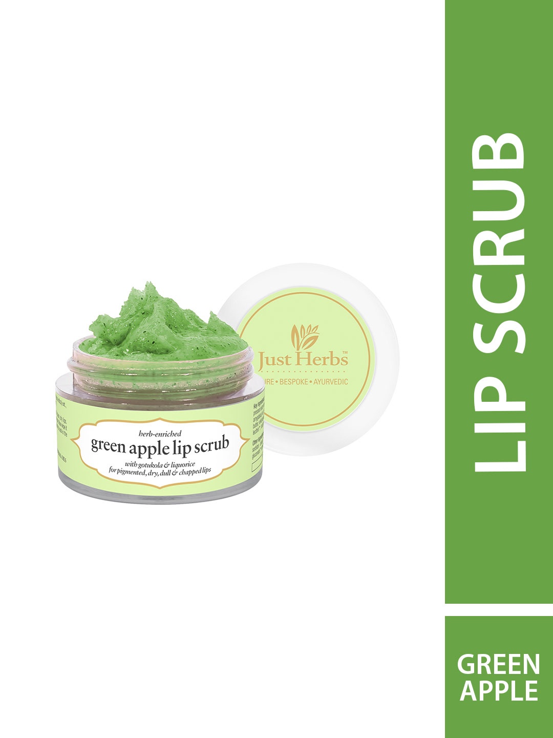 

Just Herbs Ayurvedic & Vegan Green Apple Lip Scrub For Chapped Pigmented & Dark Lips 15gm