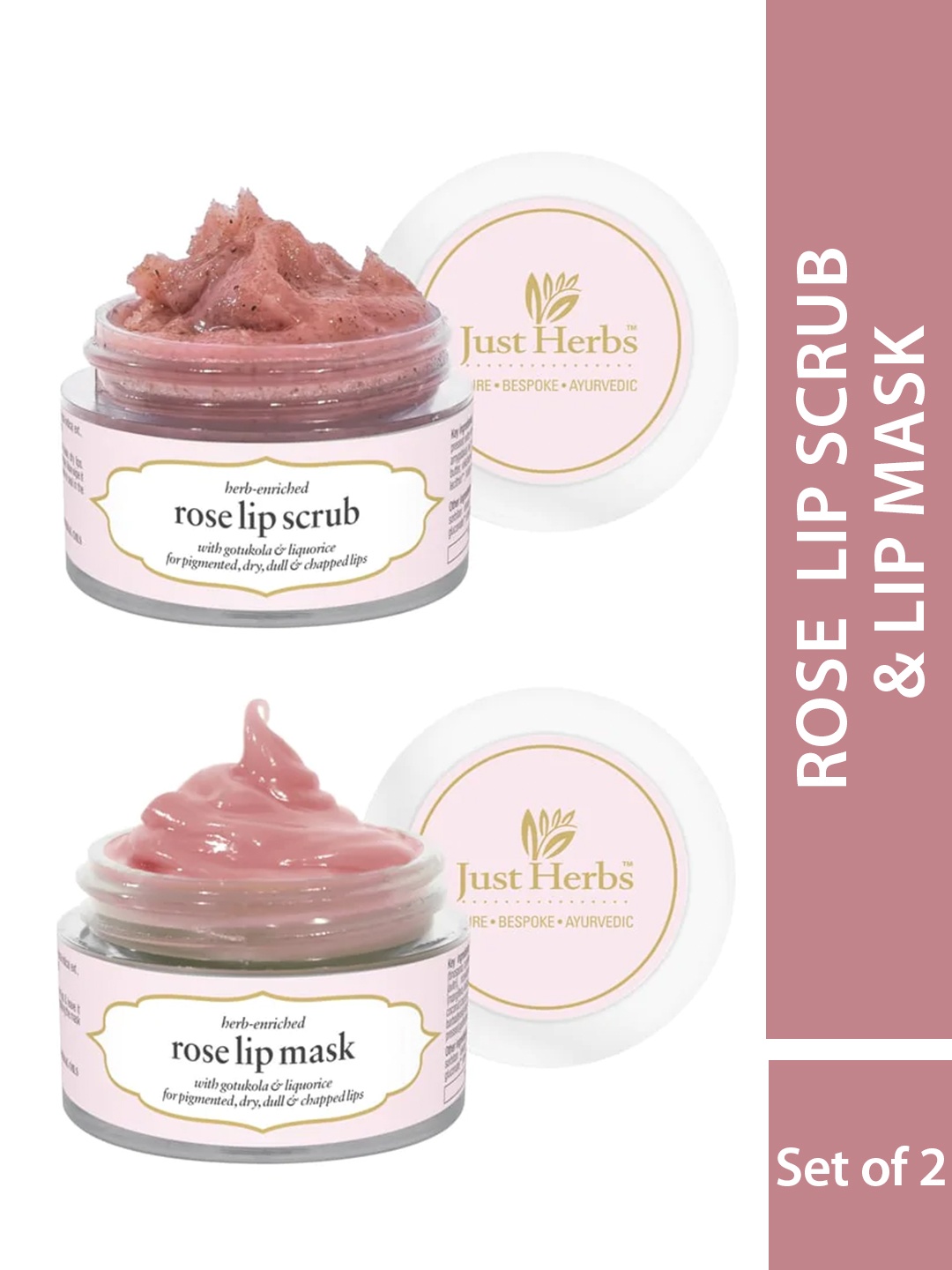 

Just Herbs Combo of Ayurvedic & Vegan Rose Lip Scrub & Lip Mask - 30 gm