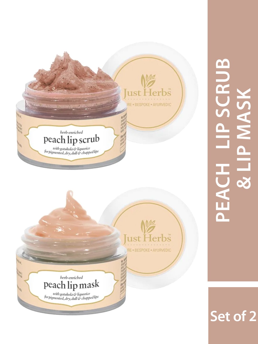 

Just Herbs Women Combo of Ayurvedic & Vegan Peach Lip Scrub & Lip Mask - 30 gm
