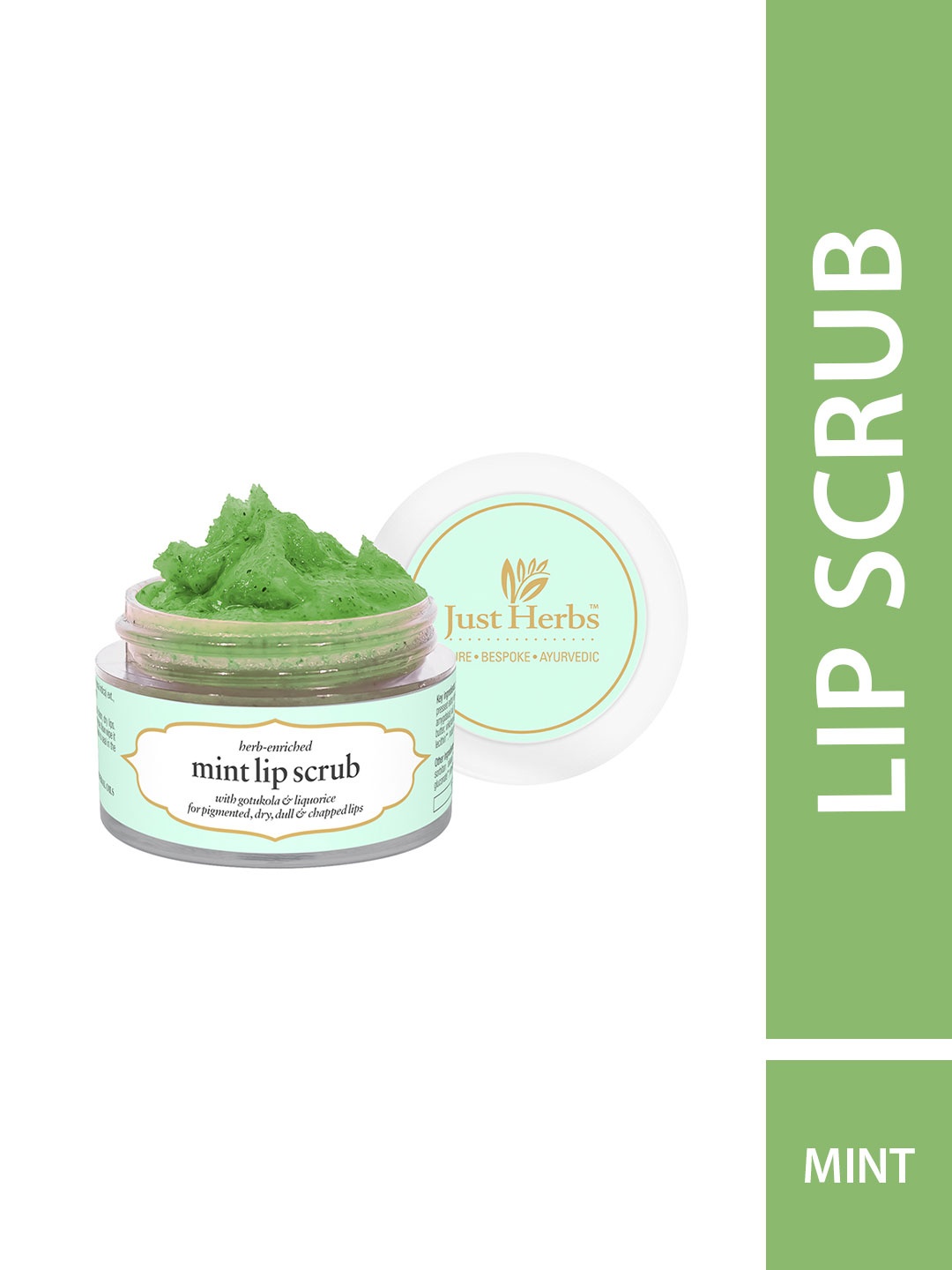 

Just Herbs Mint Lip Scrub for Chapped, Pigmented & Dark lips, 15gms, Green