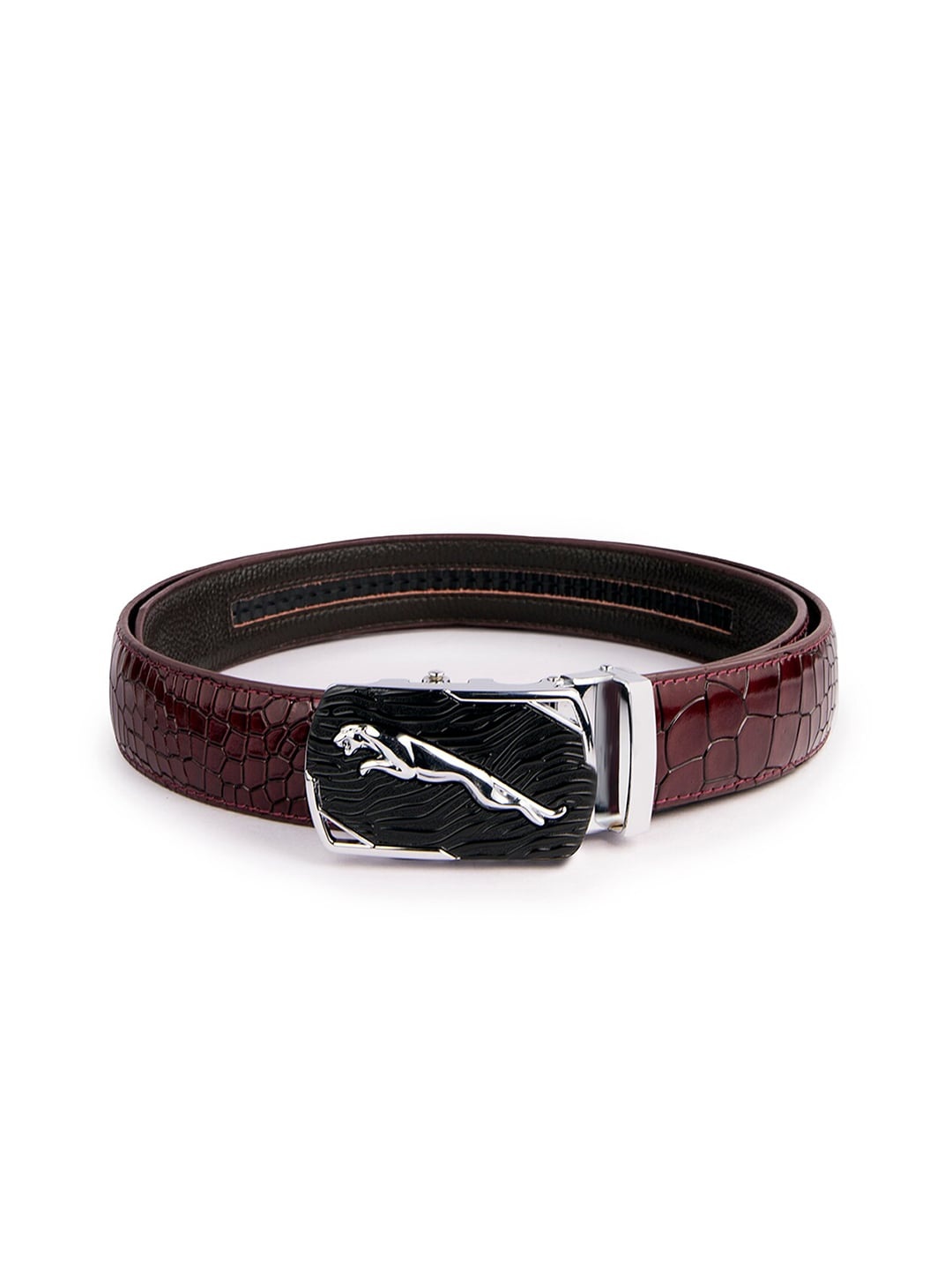 

BANGE Men Red Textured Leather Belt