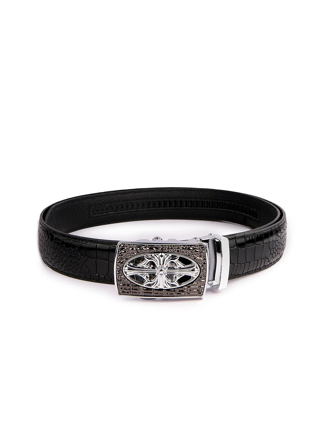 

BANGE Men Black Textured Leather Belt