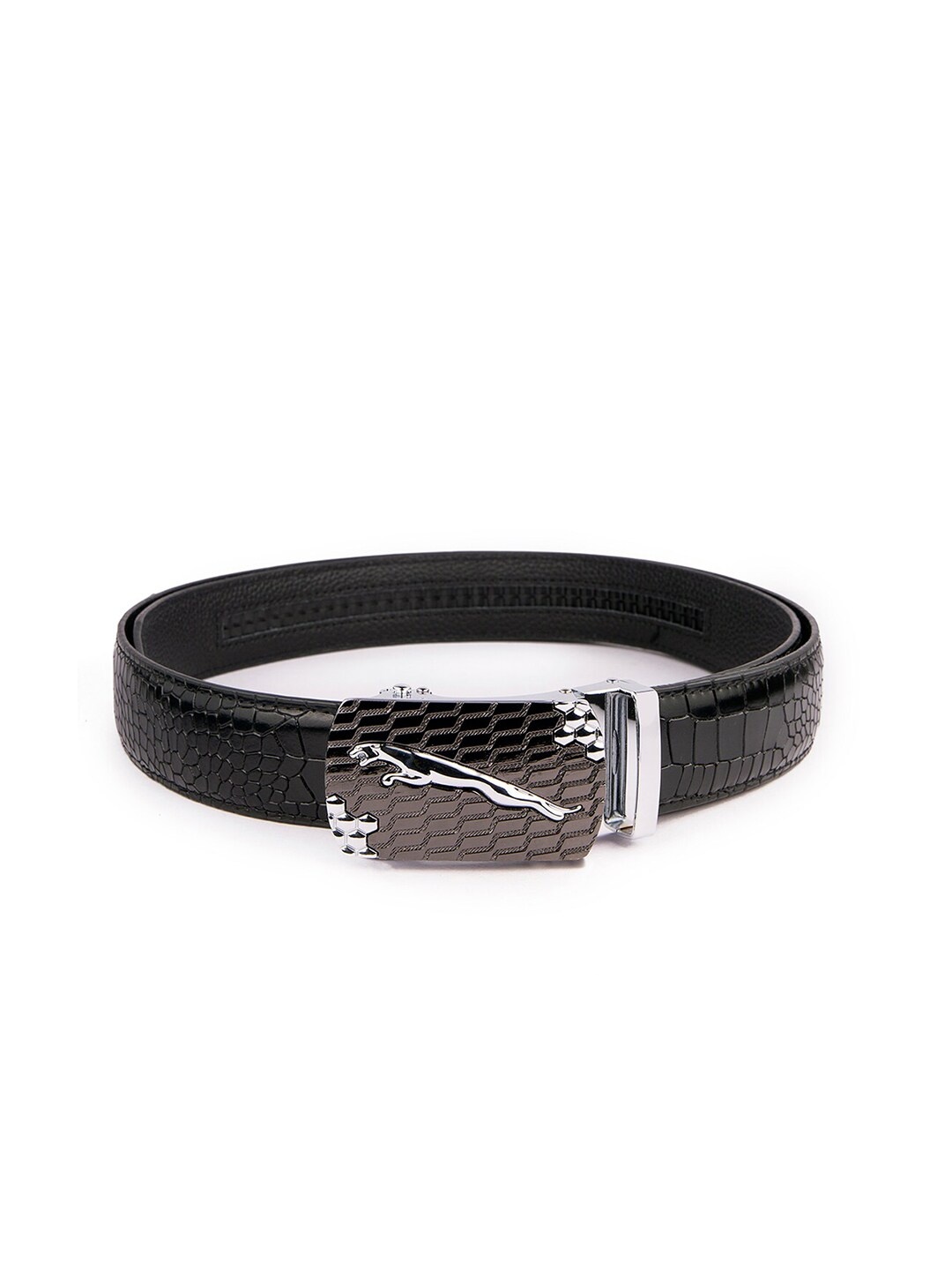 

BANGE Men Black Textured Leather Formal Belt