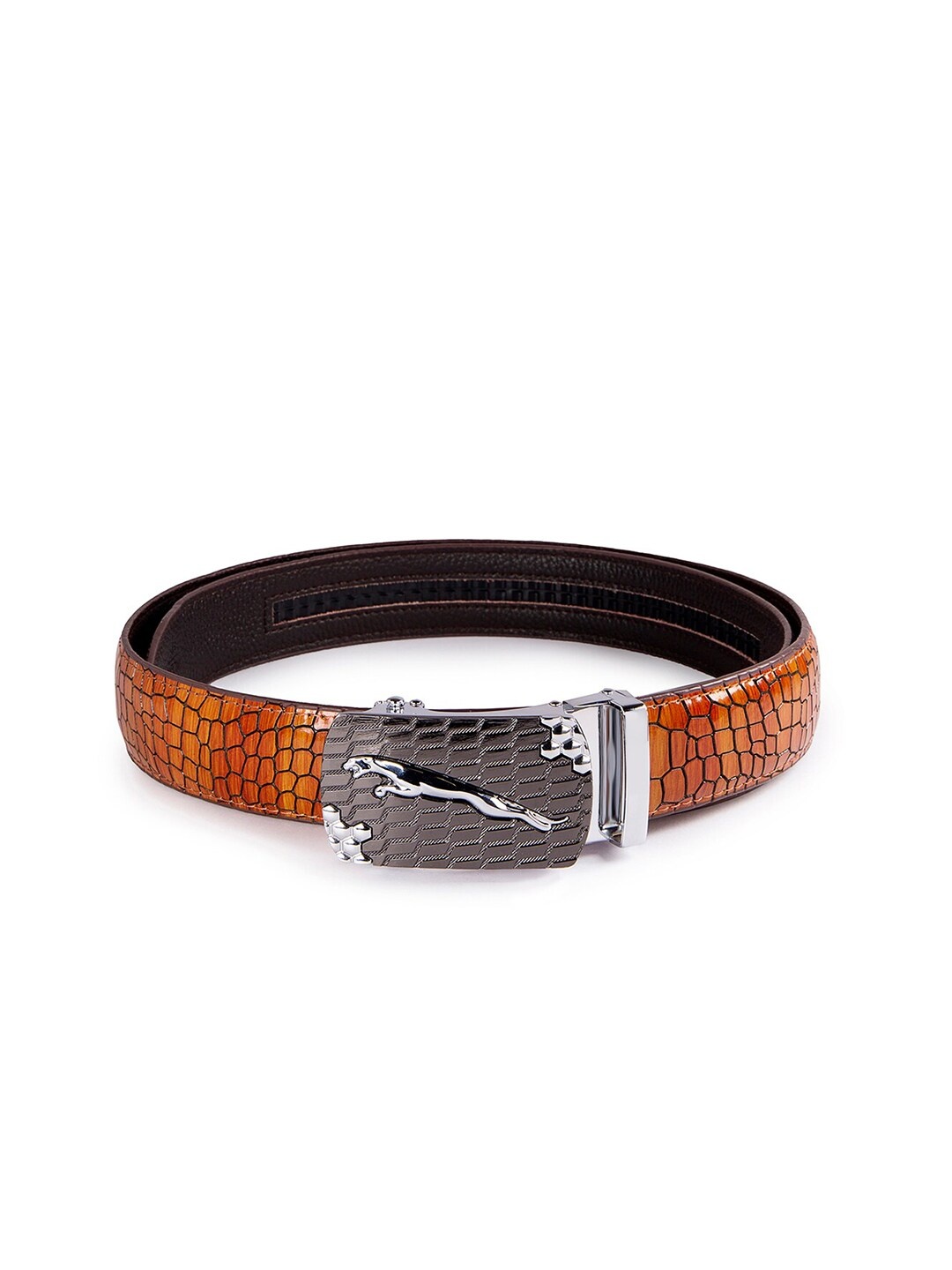 

BANGE Men Brown Textured Leather Belt