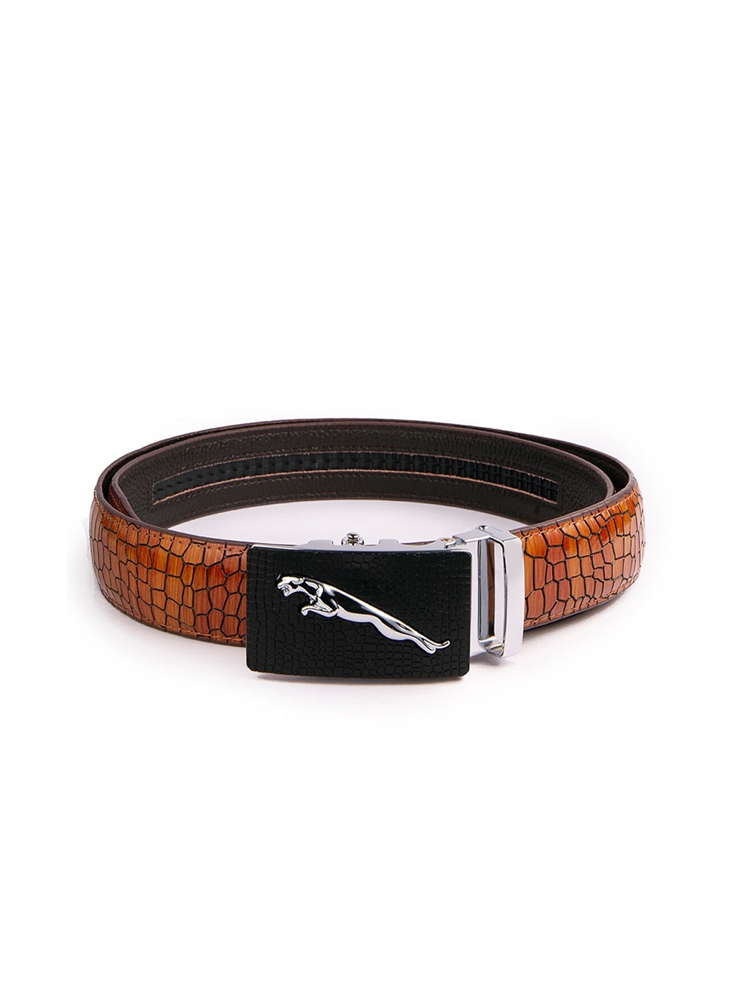 

BANGE Men Brown Croc Textured Leather Formal Belt
