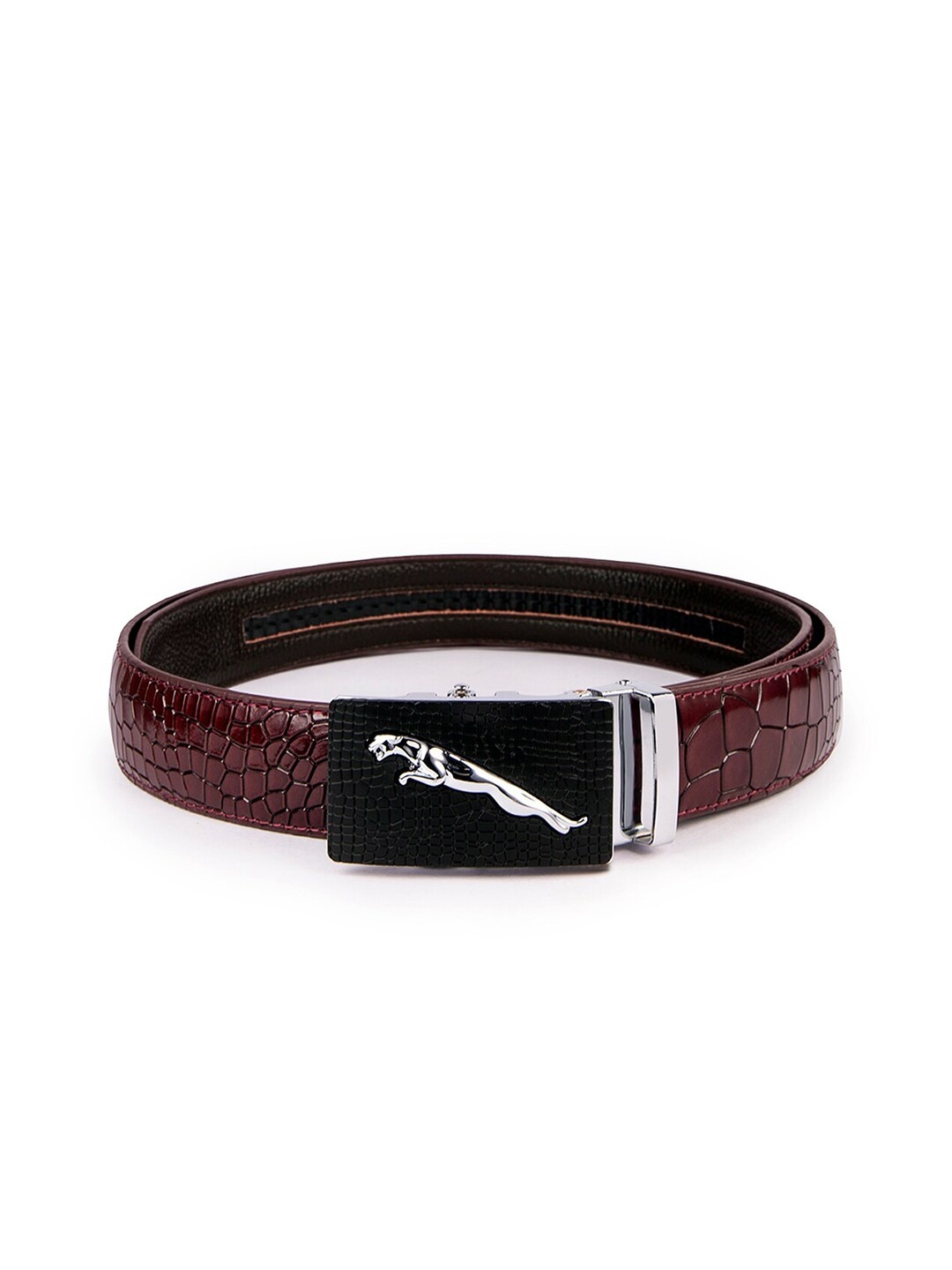 

BANGE Men Red Textured Leather Belt