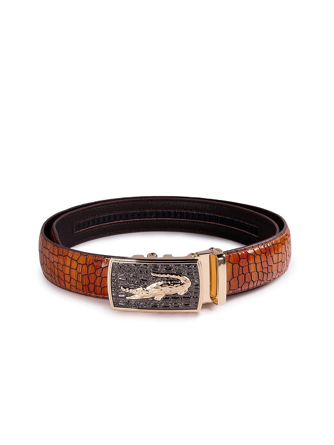 

BANGE Men Brown Textured Leather Formal Belt