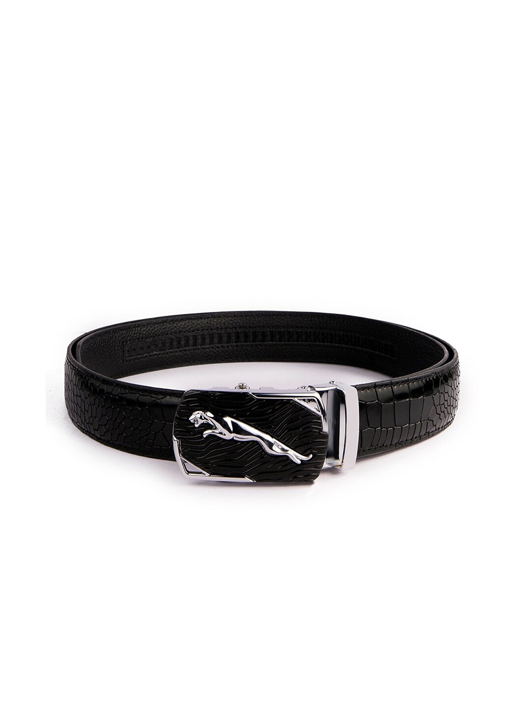 

BANGE Men Black Textured Leather Belt