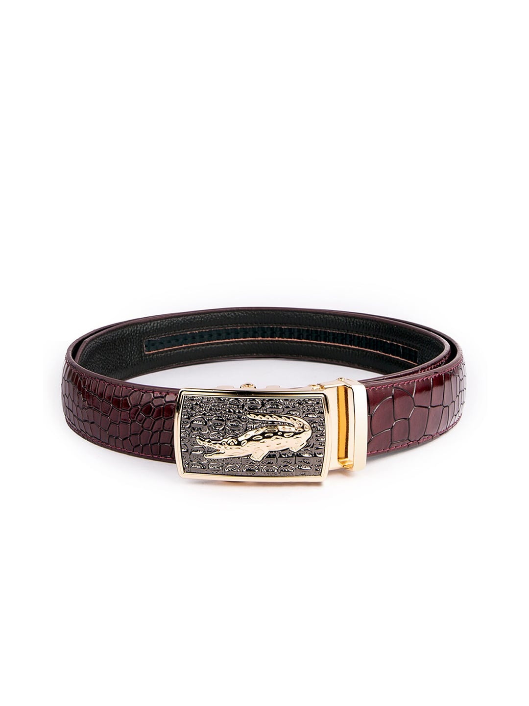 

BANGE Men Red Textured Genuine Leather Formal Belt