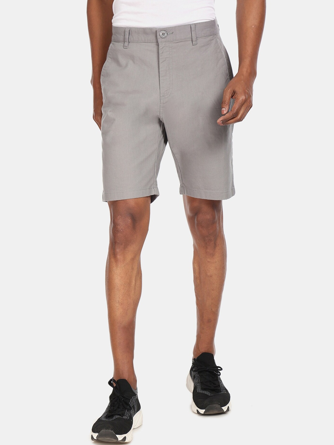 

Ruggers Men Grey Chino Pure Cotton Shorts
