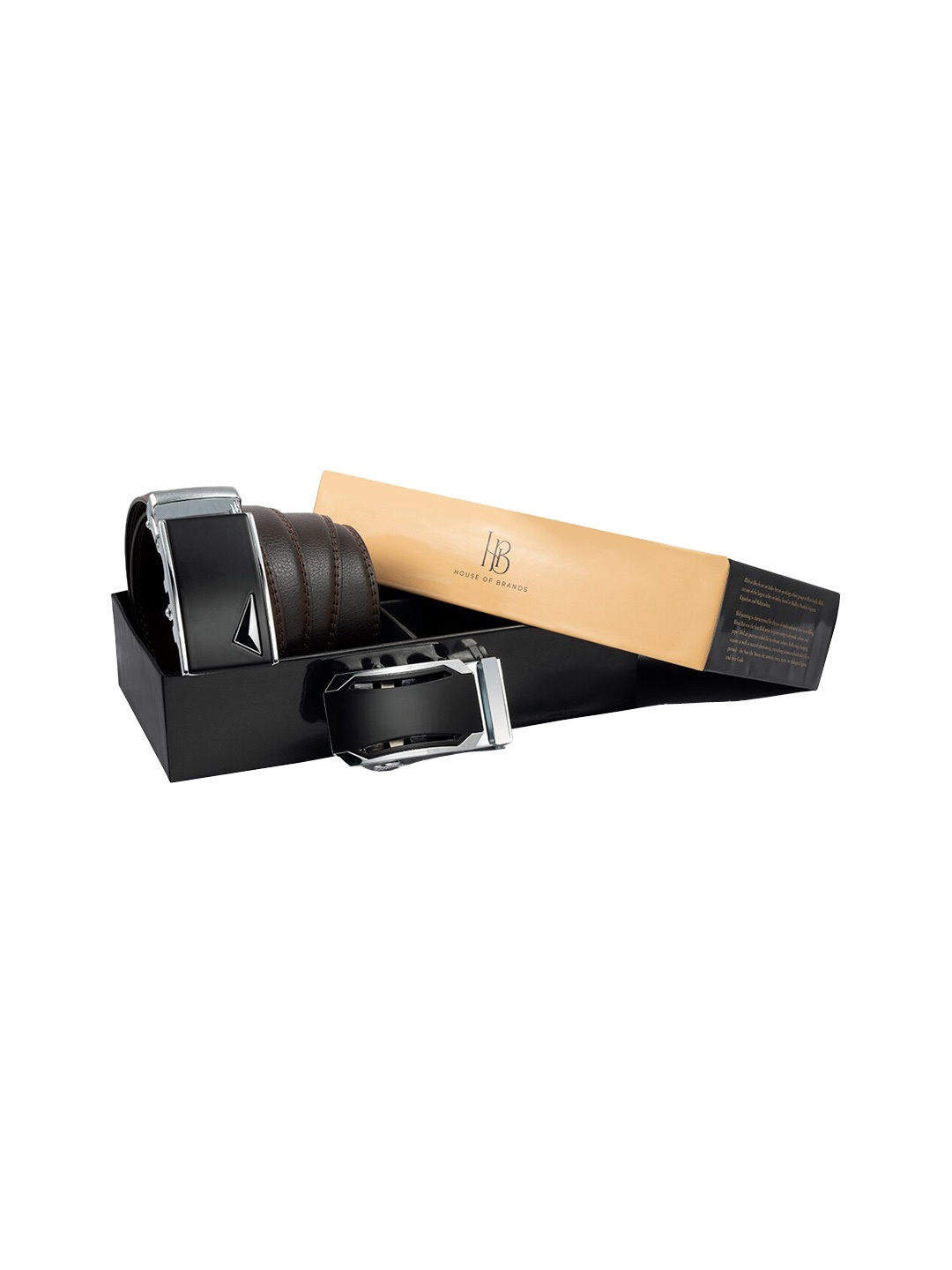 Bange Men Brown Genuine Leather Belt With Two Premium Interchangeable Buckles