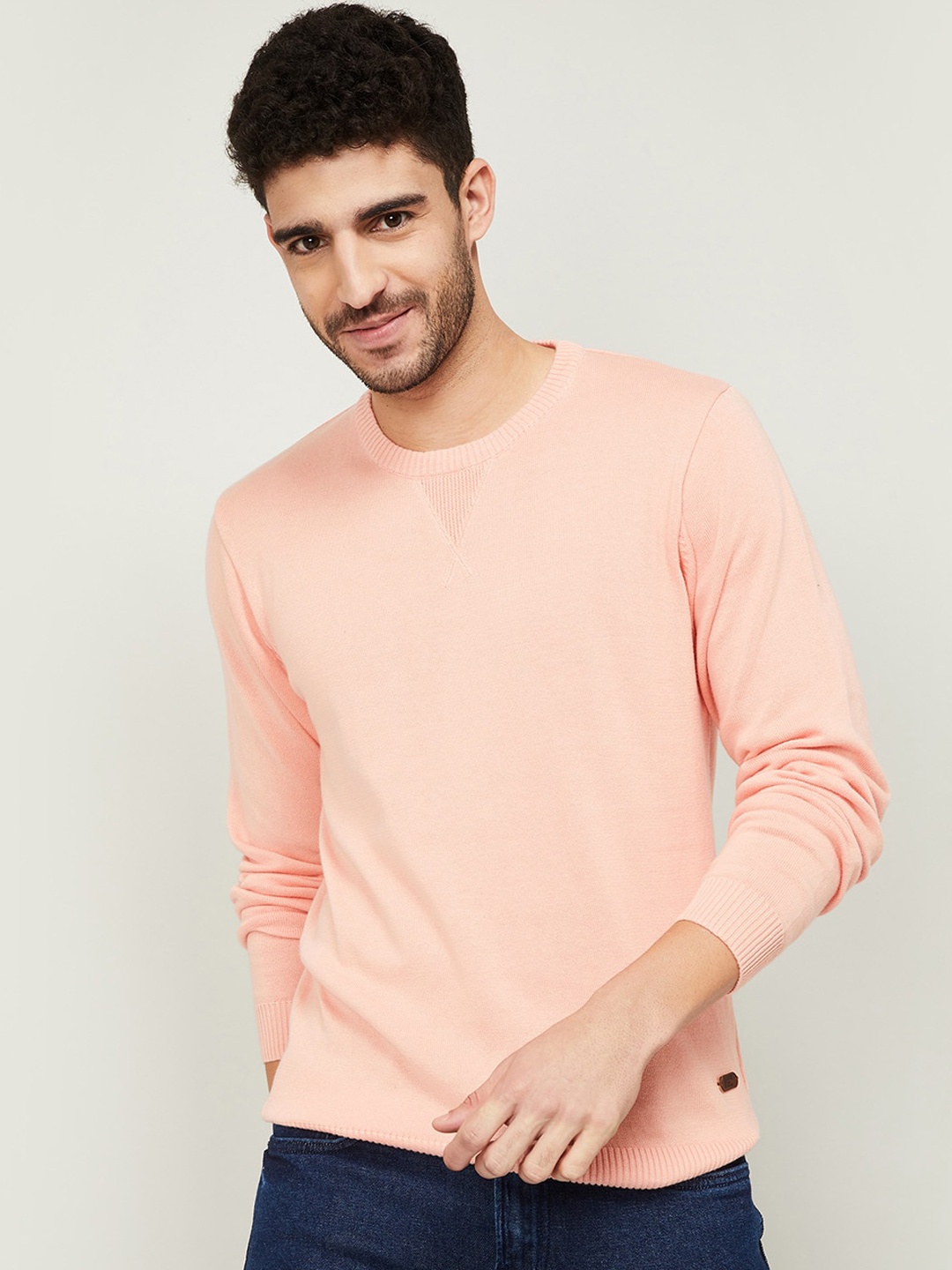 

Fame Forever by Lifestyle Men Peach-Coloured Cotton Sweatshirt