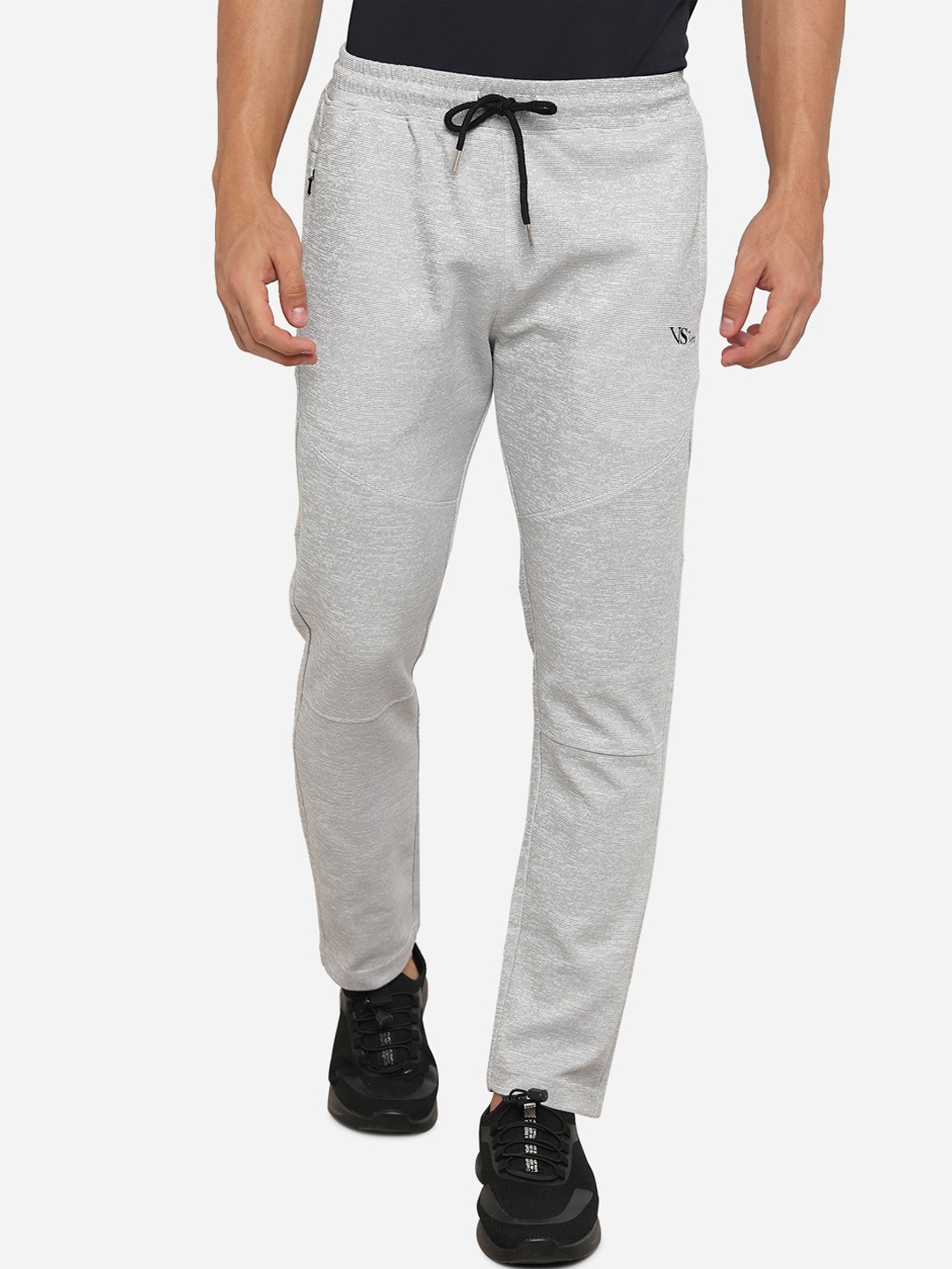 

VS by Sehwag Men Grey Striped Rapid Dry Relaxed-Fit Track Pants