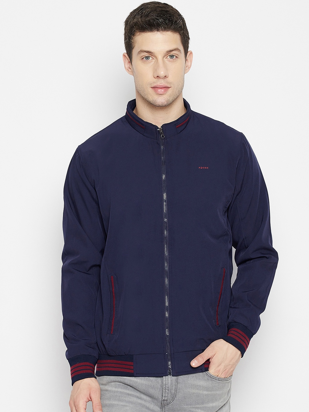 

Adobe Men Navy Blue Lightweight Bomber Jacket