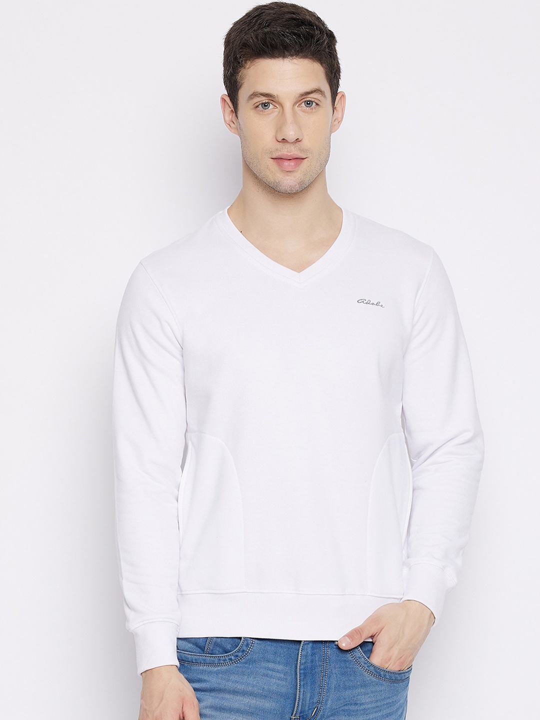 

Adobe Men White Cotton Sweatshirt